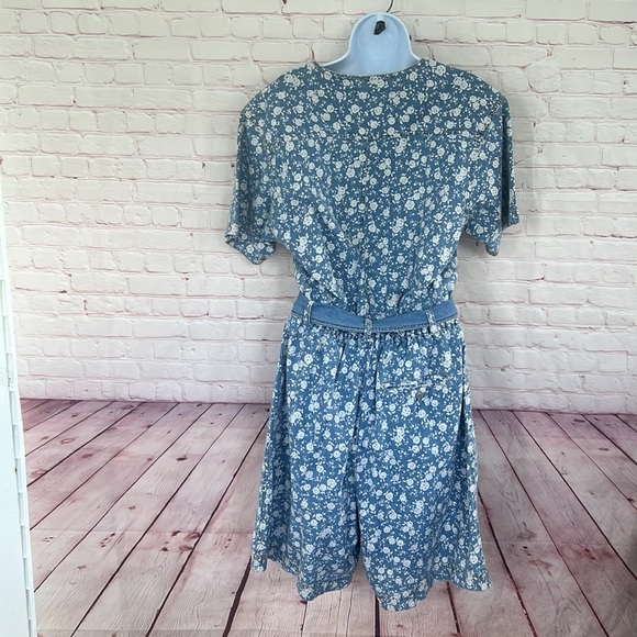 90’s Vintage Gloria Vanderbilt SIGNATURE LABEL denim floral romper SZ medium - Picture 5 of 11